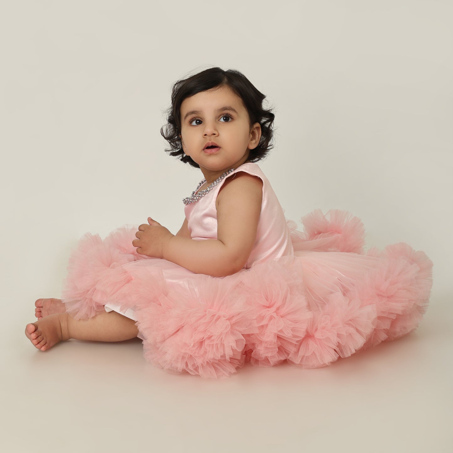 Butterfly Princess Trail Dress With Detachable Trail - Blush Pink
