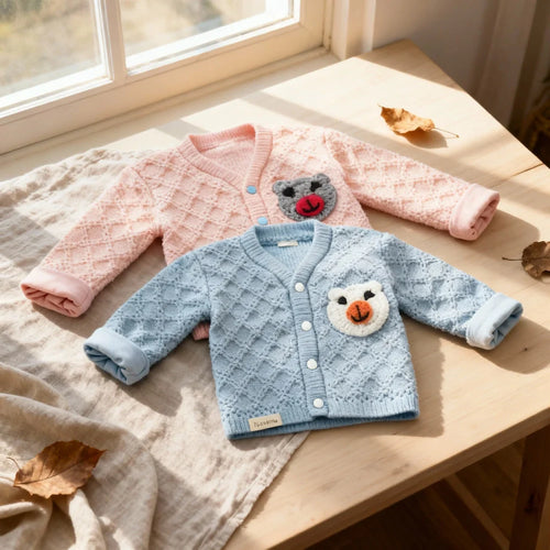 Semi Hand-Knitted Sweater Set