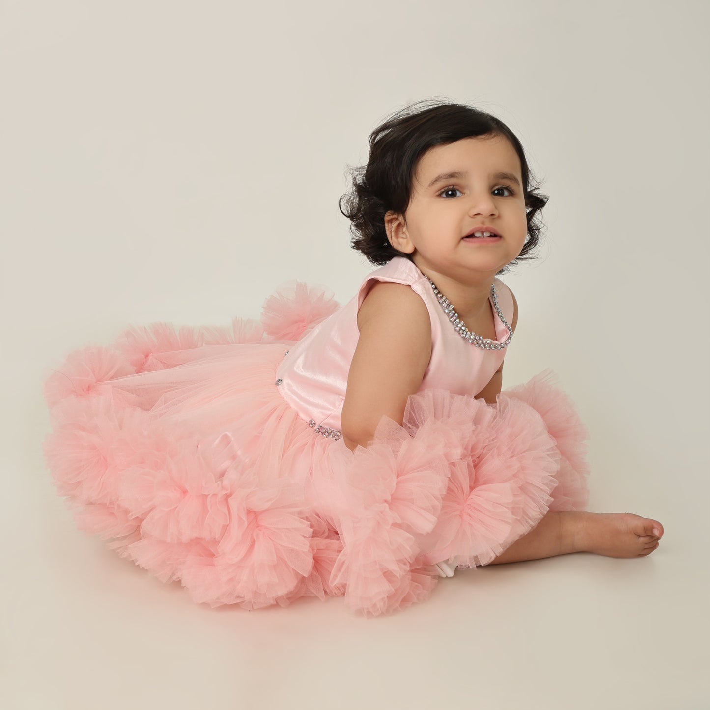 Butterfly Princess Trail Dress With Detachable Trail - Blush Pink