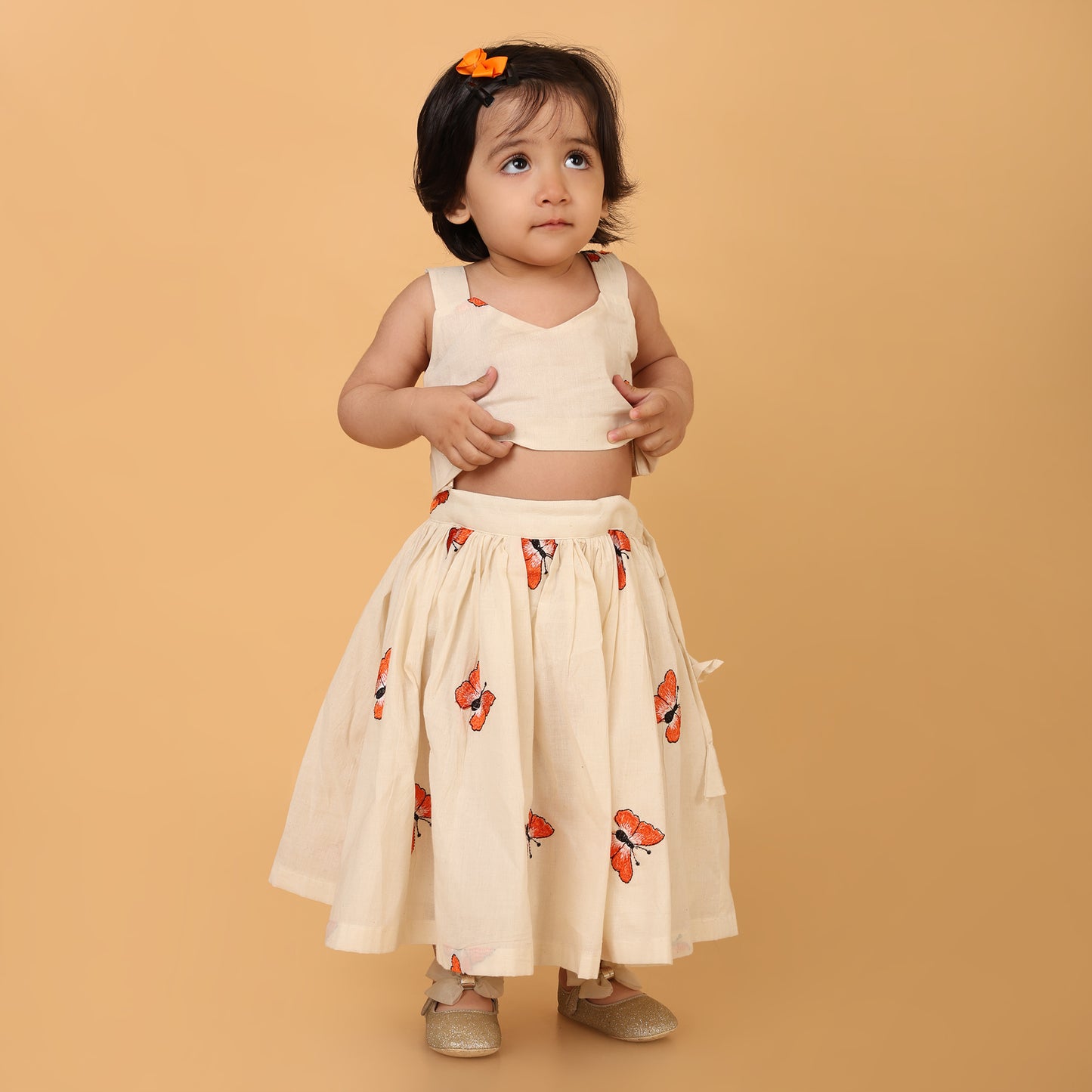 Butterfly Bloom Cotton Set - Beige