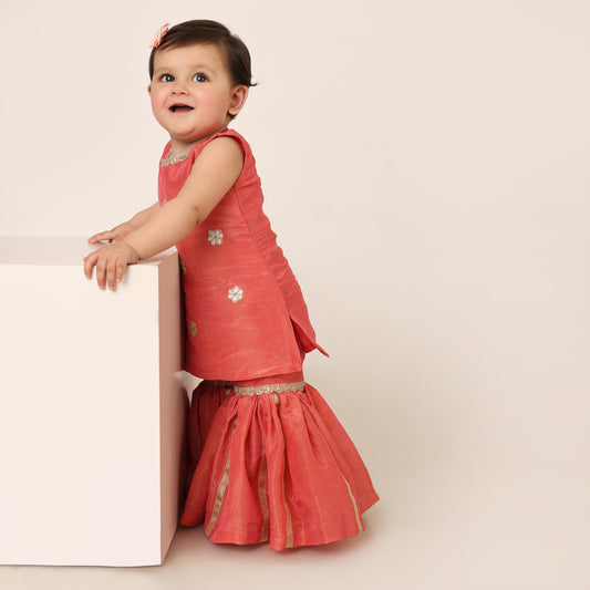 Guldasta Sharara Set - Peach Blossom