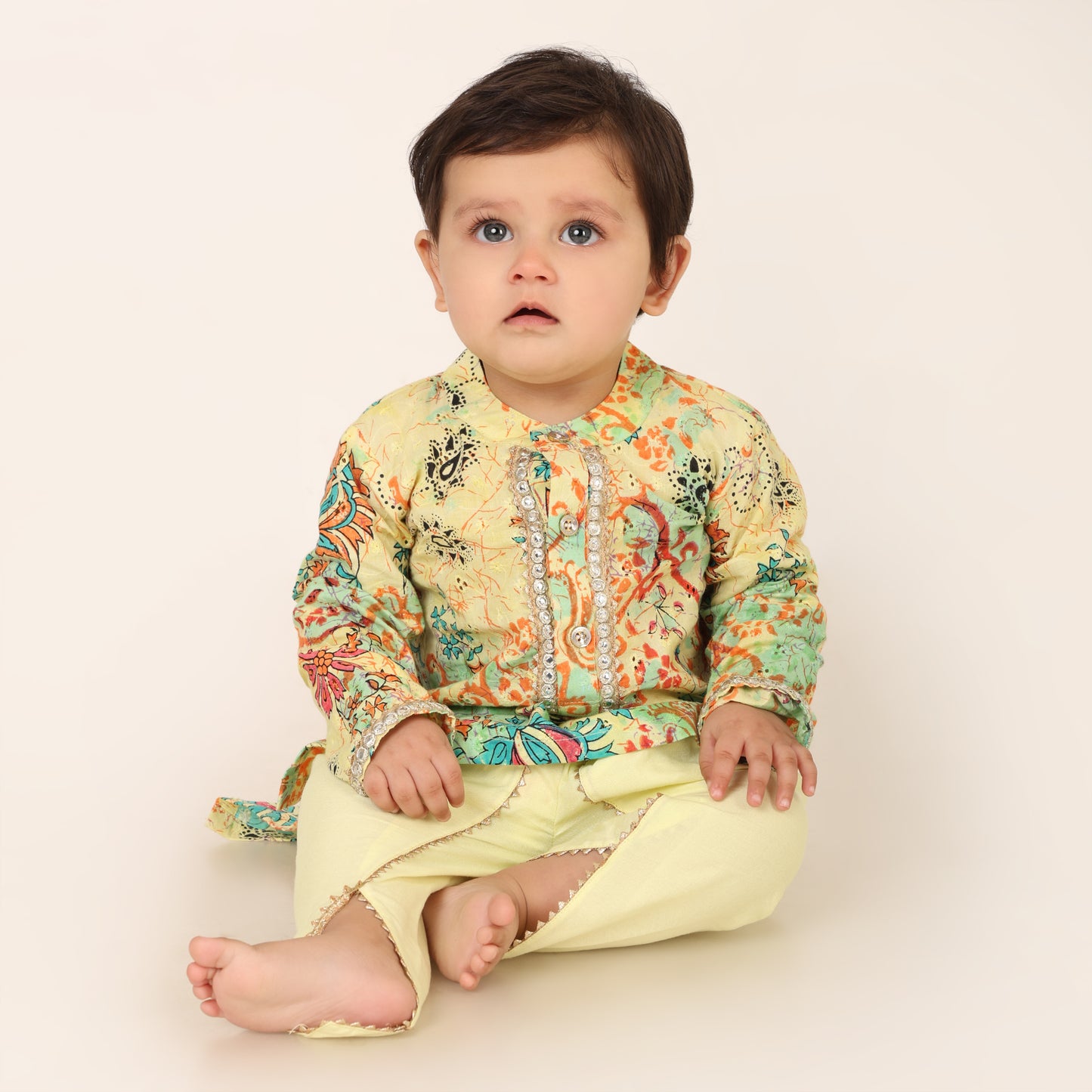 Phoolwari Festive Set - Lemon Yellow
