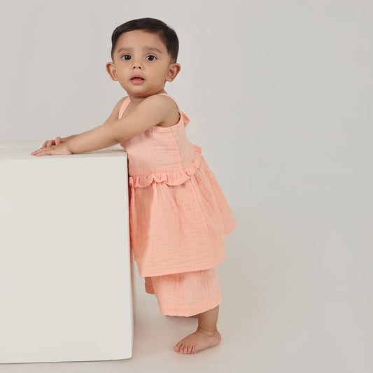 Ruffle Lounge Set Set- Soft Peach