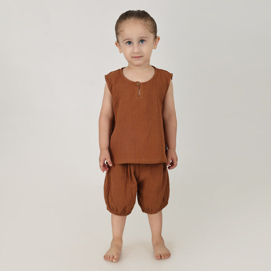 Cloudsoft Muslin Set- Rust Brown