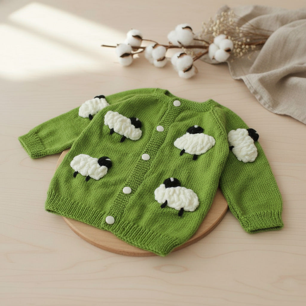 Hand Knitted Cardigan - Counting Sheep