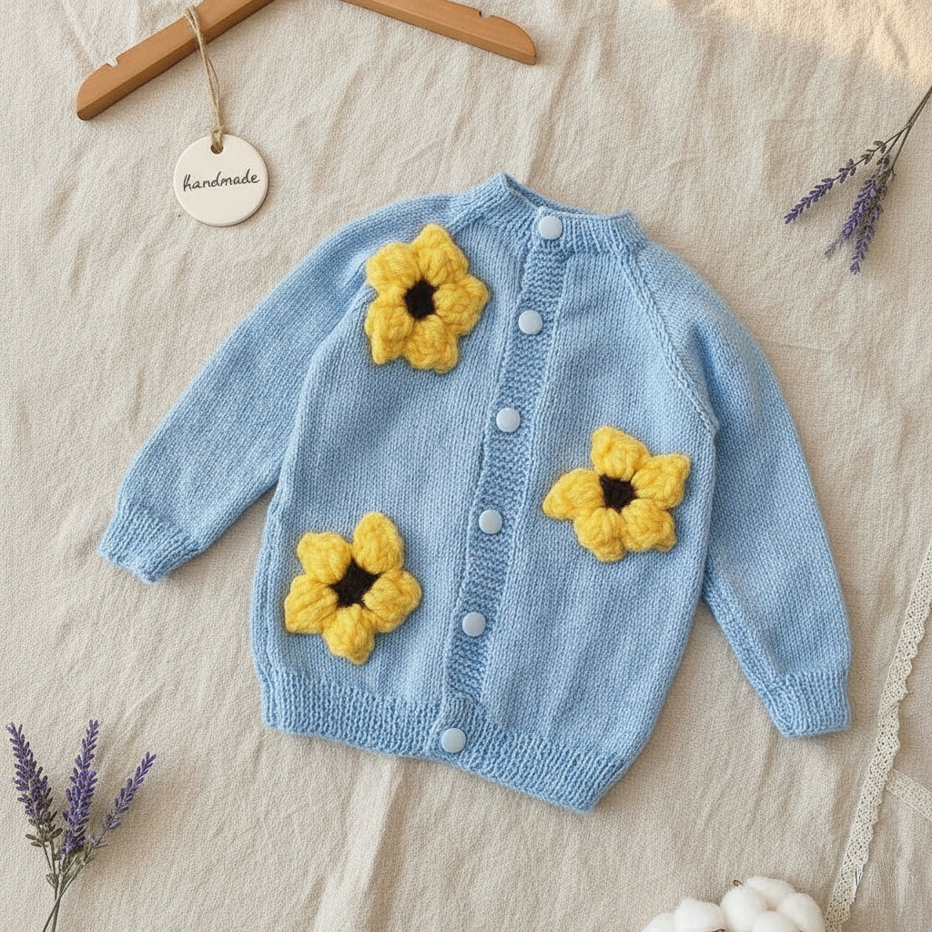 Hand Knitted Cardigan - Sunpetal Kiss