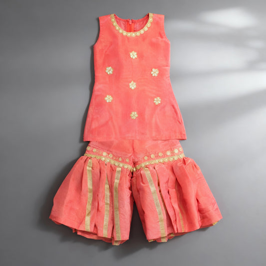 Guldasta Sharara Set - Peach Blossom