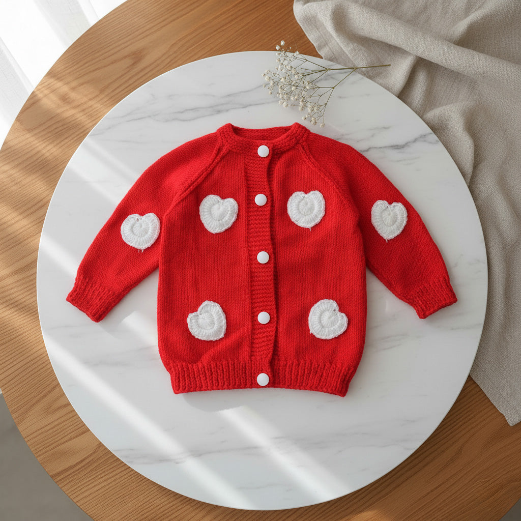 Hand Knitted Cardigan - Heartfully Yours