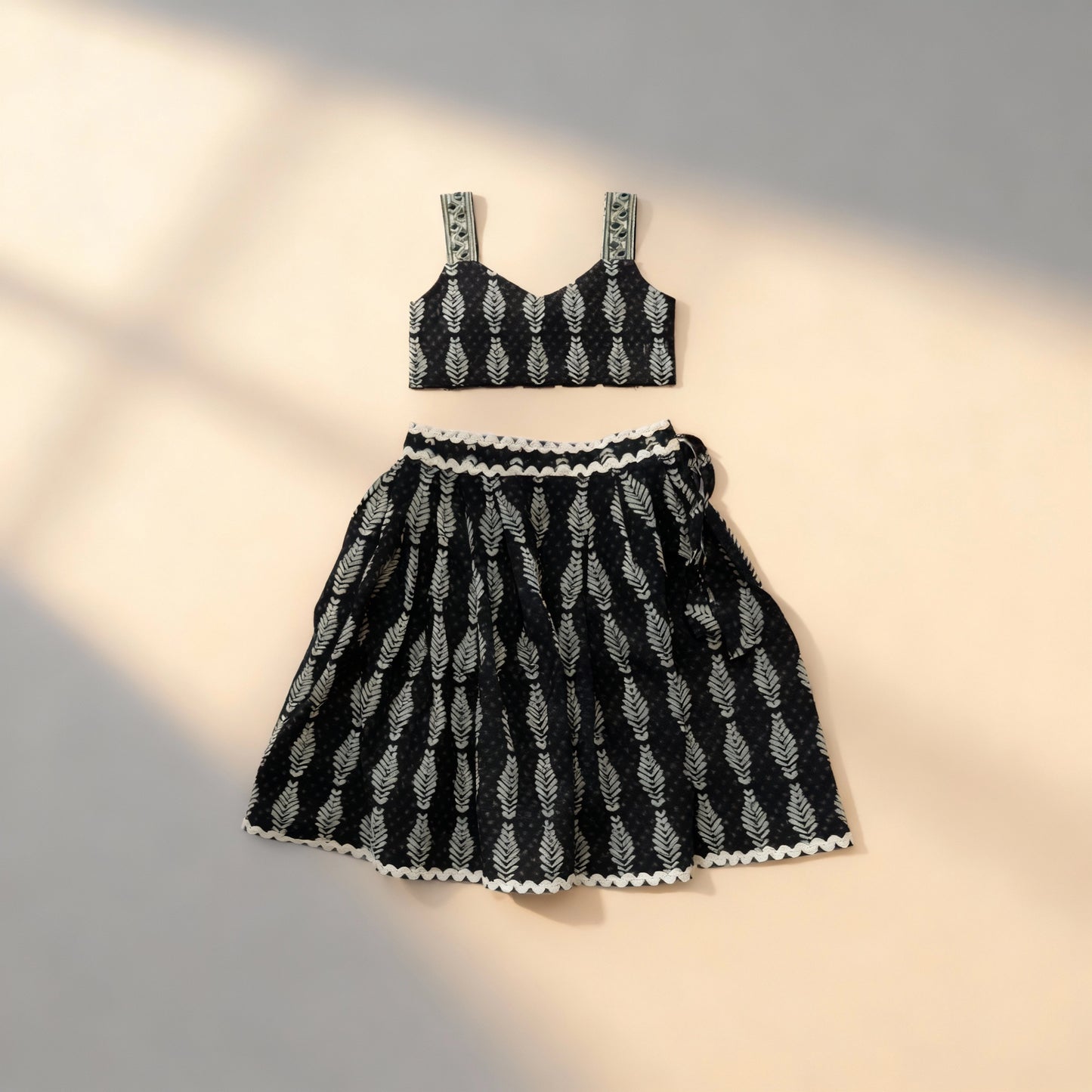 Twilight Fern Cotton Set - Midnight Black