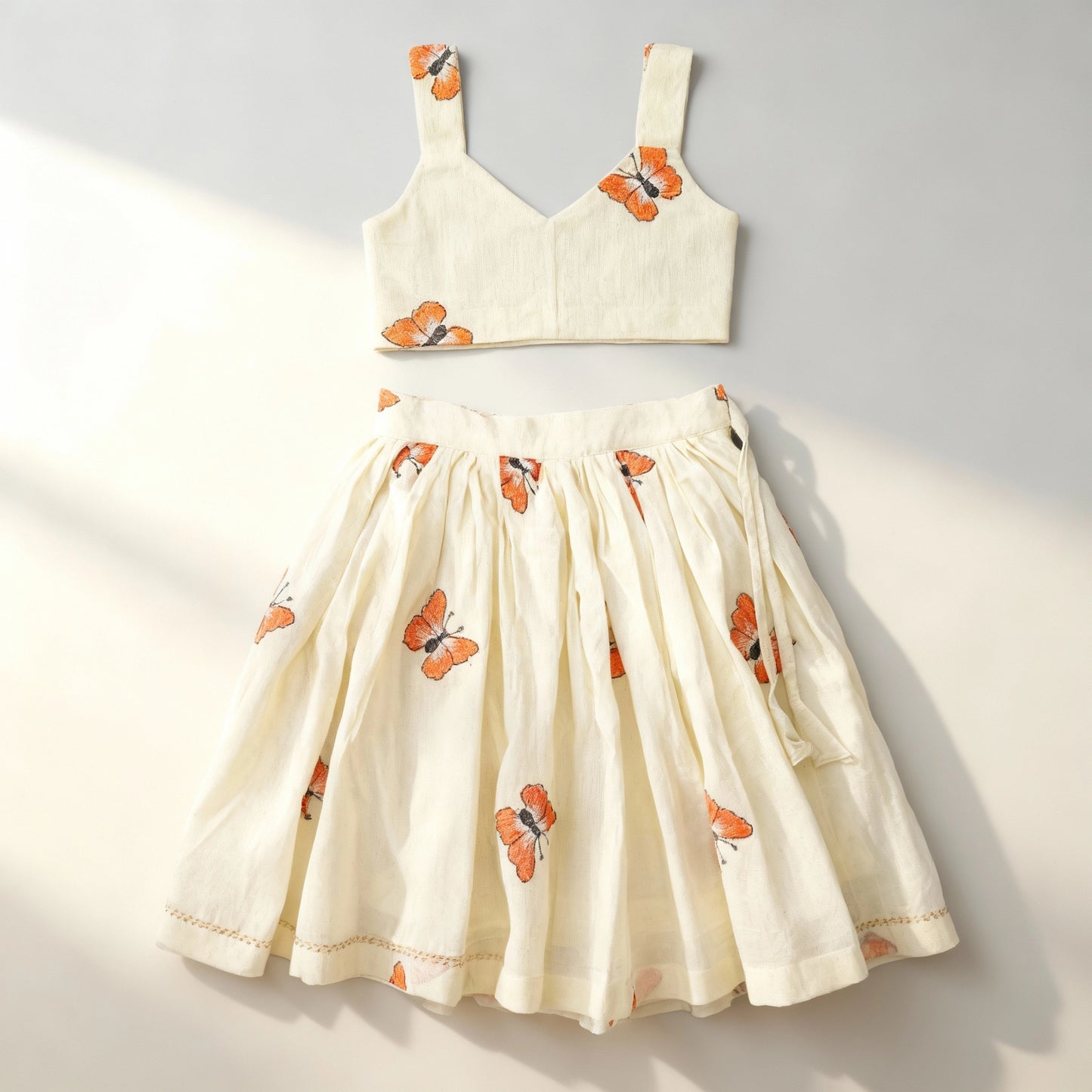 Butterfly Bloom Cotton Set - Beige